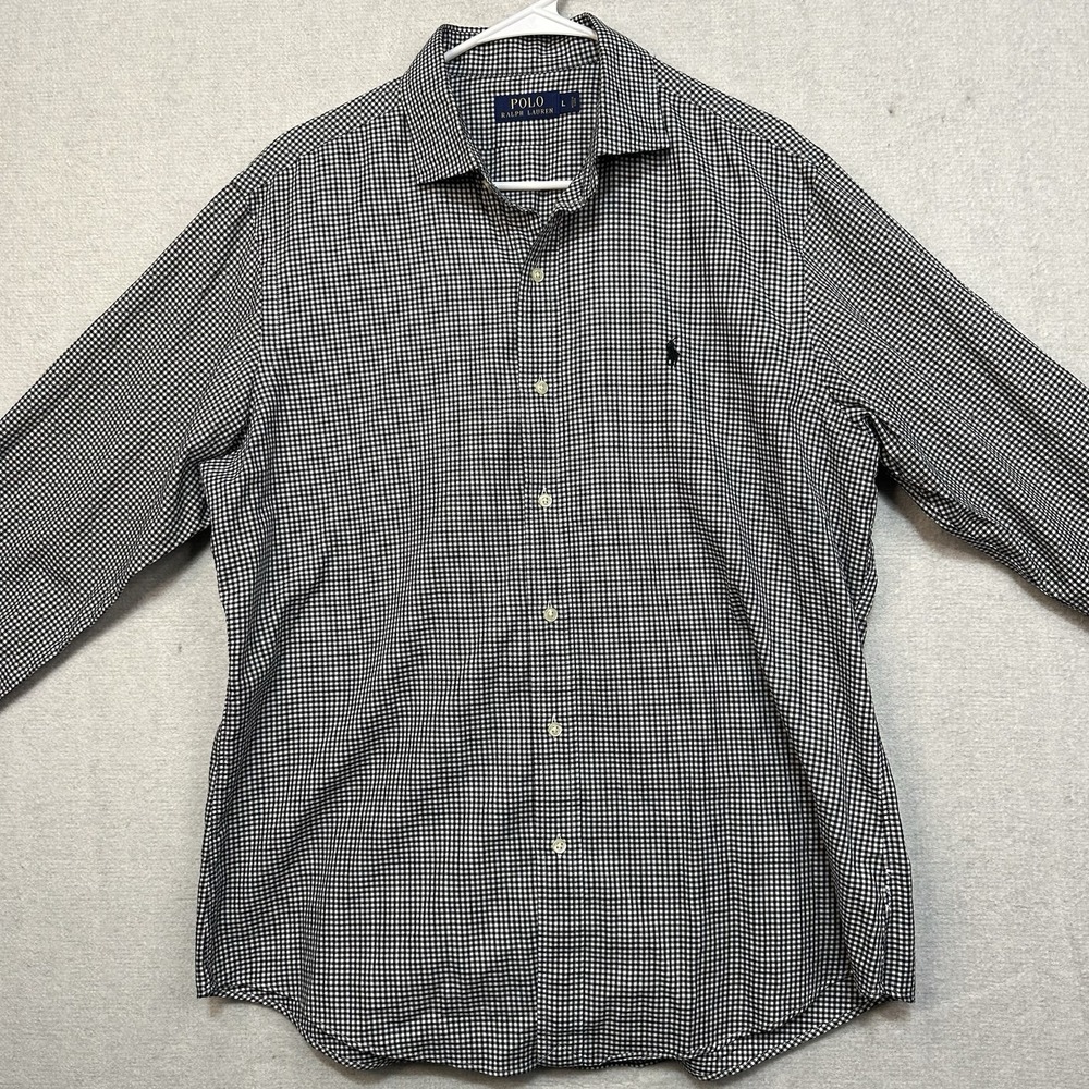 Polo Ralph Lauren Men's Large ButtonUp Long Sleeve Shirt Black & White Checkered